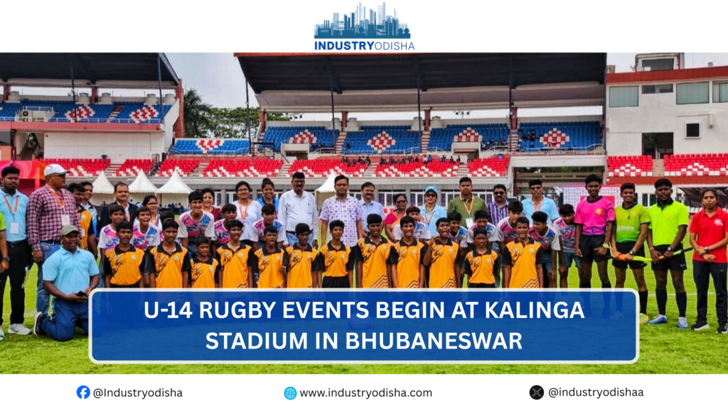 U-14 Rugby Events Begin at Kalinga Stadium in Bhubaneswar U14 students playing rugby at Kalinga Stadium