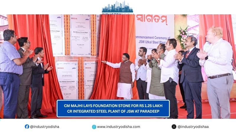 CM Majhi lays foundation stone for Rs 1.25 lakh Cr Integrated Steel plant of JSW at Paradeep CM Majhi lays foundation stone for Rs 1.25 lakh Cr Integrated Steel plant of JSW at Paradeep