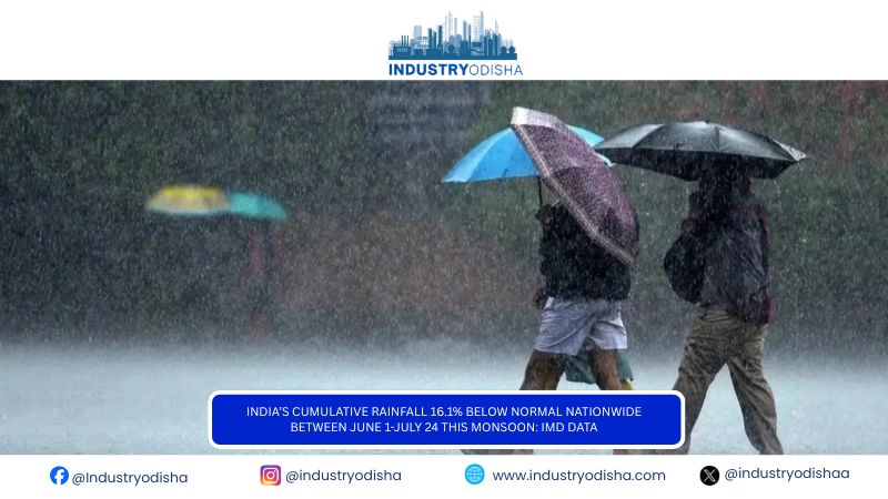 India’s Cumulative Rainfall 16.1% Below Normal Nationwide Between June 1-July 24 This Monsoon: IMD Data India’s Cumulative Rainfall 16.1% Below Normal Nationwide Between June 1-July 24 This Monsoon: IMD Data